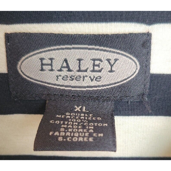 Haley Reserve Black Tan Striped Short Sleeve Preppy Casual Polo Shirt Mens Sz XL - Picture 3 of 11
